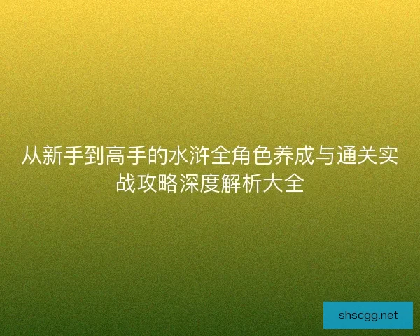 从新手到高手的水浒全角色养成与通关实战攻略深度解析大全