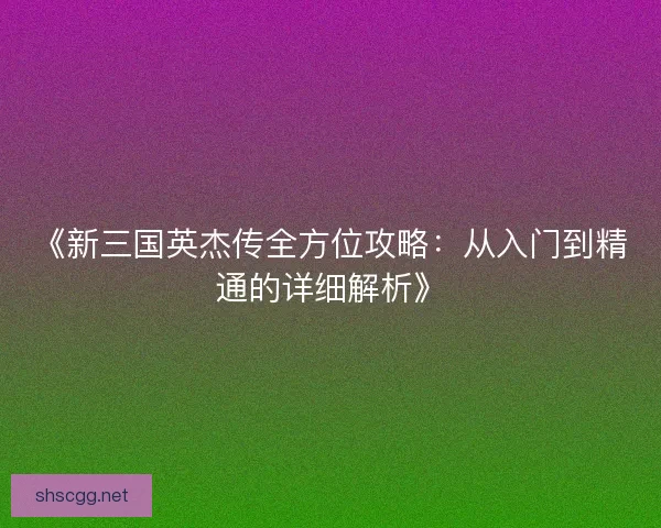 《新三国英杰传全方位攻略:从入门到精通的详细解析》 《新三国英杰传全方位攻略:从入门到精通的详细解析》