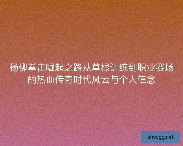 杨柳拳击崛起之路从草根训练到职业赛场的热血传奇时代风云与个人信念
