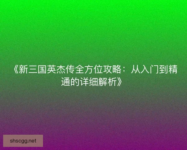 《新三国英杰传全方位攻略：从入门到精通的详细解析》
