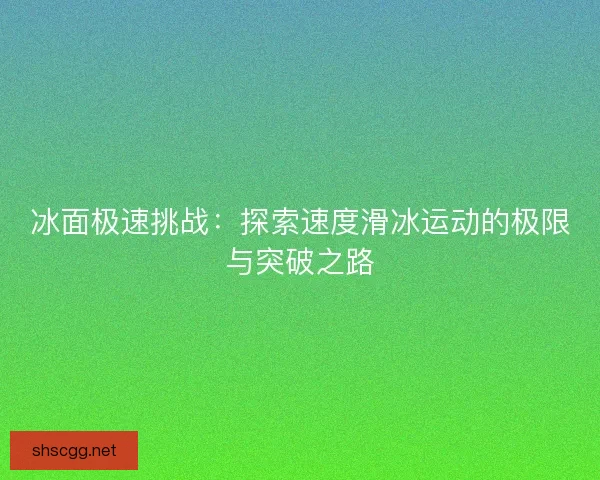冰面极速挑战：探索速度滑冰运动的极限与突破之路