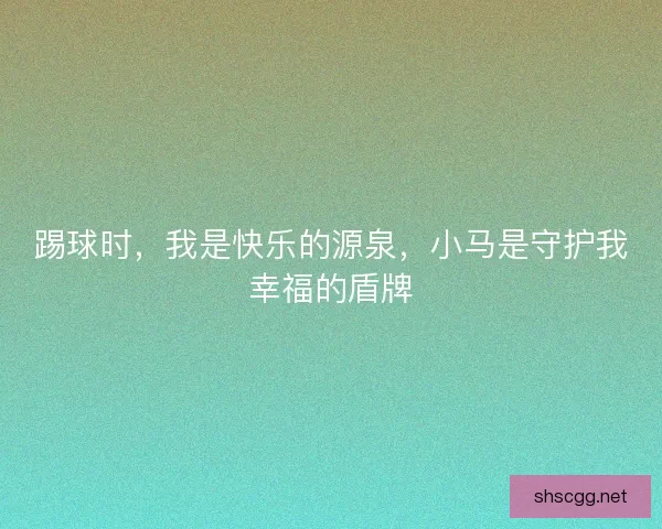 踢球时，我是快乐的源泉，小马是守护我幸福的盾牌